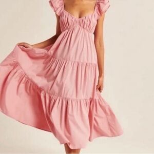 Abercrombie ruffle sleeve poplin midaxi dress